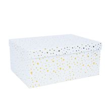Pappkarp DIANA-2 kaanega 35x27xH15,7cm, valge kuldsete täppidega