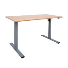 Письменный стол ERGO OPTIMAL с 1 мотором 140x70xH71-116см, гикори/серебристо-серый