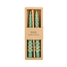 Antique candle CAROLS 2pcs 20cm green spruce