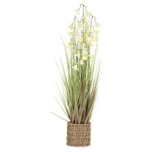 Artificial flower IN GARDEN H87cm, white campanula, grass with pot