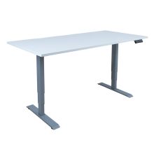 Töölaud ERGO 2-mootoriga 160x80xH60-125cm, hallikasvalge/hõbehall