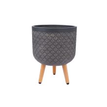 Plant holder SKY PAO D30xH39.5cm, dark grey, with wood legs