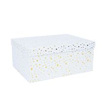 Pappkarp DIANA-5 kaanega 29x22xH12,5cm, valge kuldsete täppidega