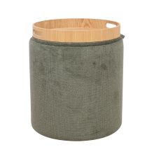Ottoman/ table HIRO D34,5xH37cm, green, with storage and tray
