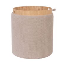 Ottoman/ table HIRO D34,5xH37cm, beige, with storage and tray