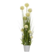 Искусственный цветок IN GARDEN H120см, белый гиацинт, трава в горшке