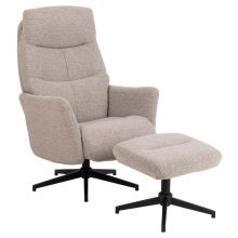 Recliner LONDON with footstool, beige