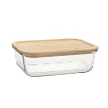 Bowl BOXY 22x16,4xH6,7cm 1500ml, glass, bamboo