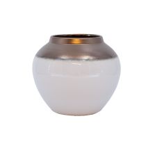 Vase TITAN STONE D20xH18cm, white/gold