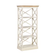 Bookcase SAMIRA 72x36xH153.5cm, w/ 4 shelf, color: antique white / brown