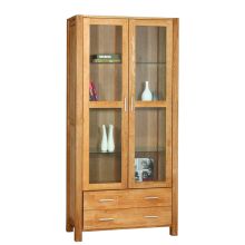 Шкаф-витрина CHICAGO NEW с 2 стеклянные дверцы и 2 ящика, 91x40xH190см, дерево: дубовый шпон, цвет: натуральный