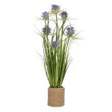 Artificial flower IN GARDEN H70cm, purple chrysanthemum, grass with pot