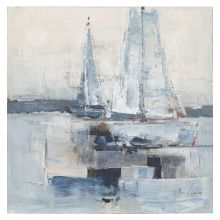 Oil painting 100x100cm,  sailboats at sea