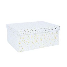 Pappkarp DIANA-4 kaanega 31x23xH14cm, valge kuldsete täppidega