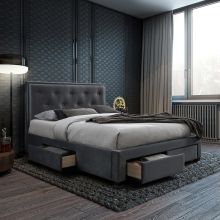 Кровать GLOSSY 160x200см с матрасом HARMONY DELUX, серый