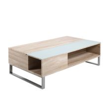 Coffee table AZALEA 110x60xH35cm, glass/oak