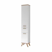 Kõrge vannitoakapp 923, 35,5x33xH205cm, valge/tamm