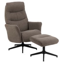 Recliner LONDON with footstool, grey