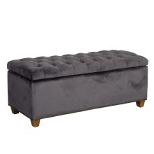 Скамья HOLMES VELVET с ящиком, 112x46xH47см, тёмно-серый