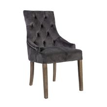 Стул HOLMES VELVET 53x63xH94cм, материал: бархат, цвет: тёмно-серый, деревянные ножки