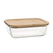 Миска BOXY 19,7x14,7xH5,8см 1000мл, стекло, бамбук