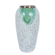 Vaas TITAN STONE D17xH34cm, roheline/valge tekstuur