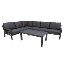 Garden furniture set TOMSON table and corner sofa, dark grey