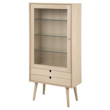 Шкаф-витрина CENTURY 72x36xH143,2см, с 2 ящиками и стеклянная дверь, материал: шпон дуба/мебельная доска