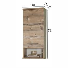 Upper bathroom cabinet ISOLA 30x20,5xH71cm, light brown
