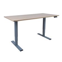 Töölaud ERGO OPTIMAL 2-mootoriga 160x80xH62-127cm, hikkoripuu/hõbehall