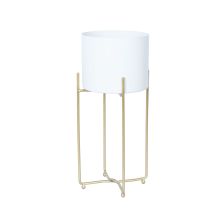 Flowerstand DEIA WHITE M  21,5x20,5xH47cm, white/golden