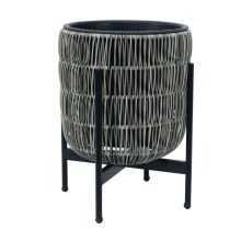 Planter WICKER with stand 30x30xH38cm, grey