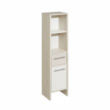 Kõrge vannitoakapp 350, 33x28xH136,2cm, valge/helepruun