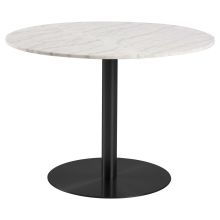 Söögilaud CORBY D105xH75cm, valge marmor/must