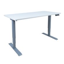 Töölaud ERGO 2-mootoriga 140x70xH60-125cm, valge/hõbehall