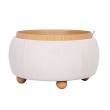 Ottoman/ table HIRO D67xH38cm, white, with storage