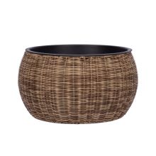 Planter WICKER D48xH26cm, light brown