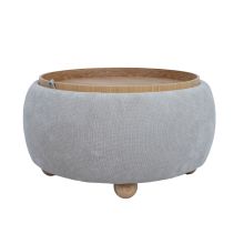 Ottoman/ table HIRO D67xH38cm, beige, with storage
