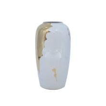 Vase TITAN STONE D16xH29cm, white/golden river