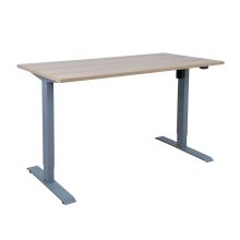 Desk ERGO with 1 motor 140x70xH71-121cm, hickory/silver grey