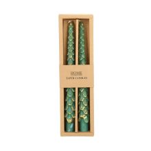 Antique candle CAROLS 2pcs 25cm green spruce