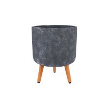 Plant holder SKY EDEN D32xH41.2cm, dark grey, with wood legs