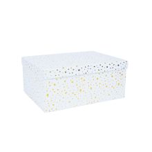 Pappkarp DIANA-10 kaanega 19x13xH8cm, valge kuldsete täppidega