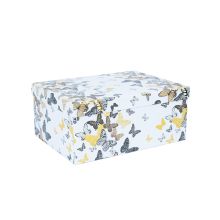 Box DIANA-7, with a lid 25x18xH10,5cm, white/butterfly