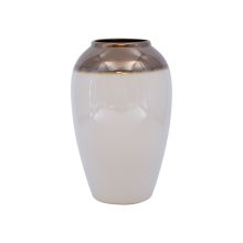 Vase TITAN STONE D17xH27cm, white/gold