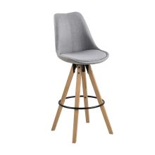 Барный Стул DIMA 48,5x55xH111,5см, сиденье и спинка: ткань, цвет: светло-серый, обработка: дубовая морилка
