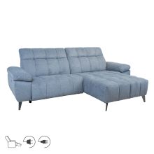 Corner sofa LUZERN RC, electric recliner, bluish grey
