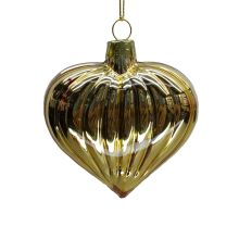 Christmas ornament JOY HEART GOLD 8cm, glass