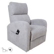 Recliner armchair BARNY with electric lifting mechanism, light grey