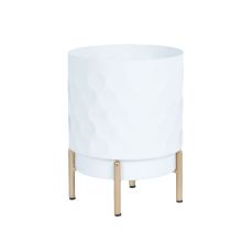 Flowerpot DEIA D18xH24cm, white/golden